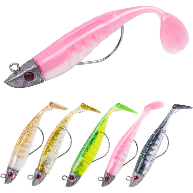 CROCH Soft Plastic Lure Kit - Pre Rigged Paddle Tails and Jig Heads for Bream and Flathead - view 1