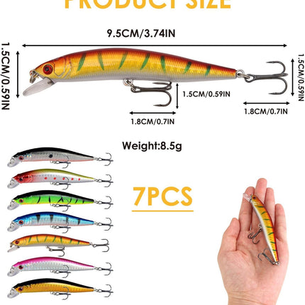 CROCH Sea Minnow Lures 7pc - Sinking Hard Body Baits for Tailor Salmon and Flathead - view 2