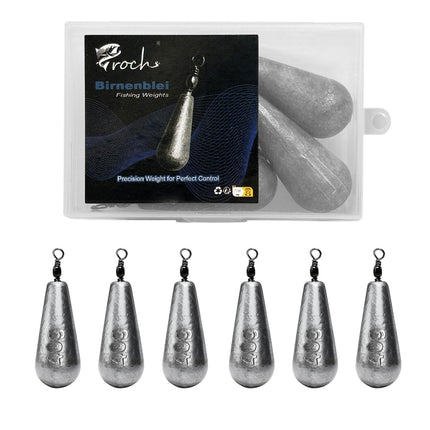 CROCH Fishing Weights Sinkers Set Pear-Shaped – 25g to 120g | Rust-Resistant & Smooth | Ideal for Float and Bottom Fishing (40gx6)