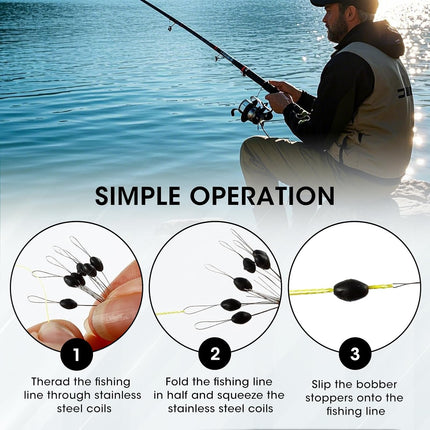 CROCH Bobber Stoppers 600pc - Rubber Float Stops with Beads in S M L - view 4
