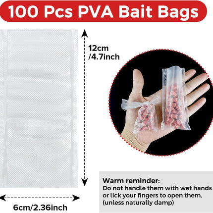 CROCH PVA Bags 100pk - Dissolving Solid Bags for Carp Fishing in 4 Sizes - view 3