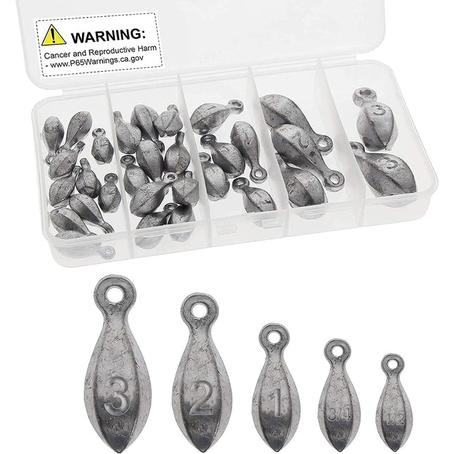CROCH Bank Sinker Weights Kit, 30 pcs (1/2 oz - 3 oz)