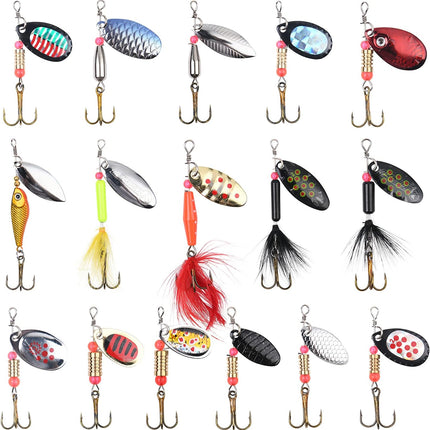 CROCH Fishing Lure Kit 16pc - Spinners Jigs Feathers and Sequin Baits in Storage Case - view 1