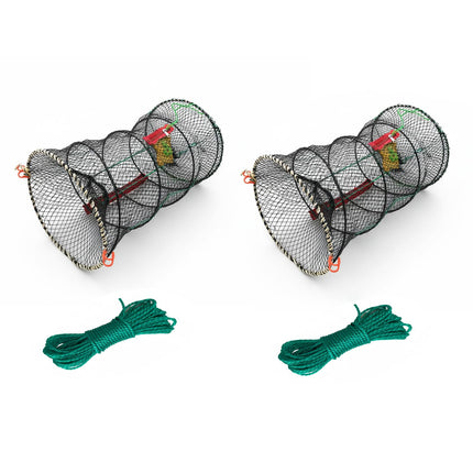 CROCH Collapsible Crab Trap - Versatile Fishing Basket for Crab, Crayfish, Shrimp, Prawn, Lobster, Easy Baiting & Storage (Round, 1)