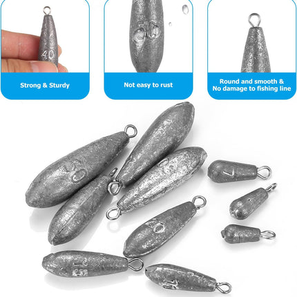 CROCH 40pc Fishing Sinker Set - Mixed Weight Olive and Bullet Sinkers with Storage Box - view 3