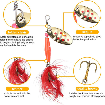 CROCH Fishing Lure Kit 16pc - Spinners Jigs Feathers and Sequin Baits in Storage Case - view 4