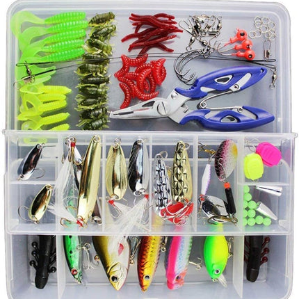CROCH 120pc Fishing Lure Set - Spinners Spoons Soft Baits Hooks and Terminal Tackle - view 1