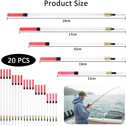 CROCH Waggler Floats 20pc - 5 Sizes Mixed Float Set for Coarse and Estuary Fishing - view 5