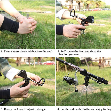 2pcs Fishing Rod Pole Holders for Bank Fishing Black - view 4