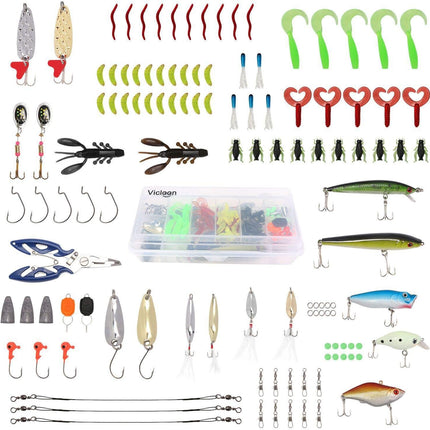 CROCH 120pc Fishing Lure Set - Spinners Spoons Soft Baits Hooks and Terminal Tackle - view 4