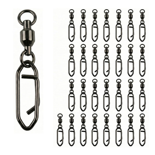 CROCH 30 Pcs Fishing Speed Clips Quick Change Snap Swivels - Fishing Lure Connector Tackle for Saltwater Freshwater (#3)