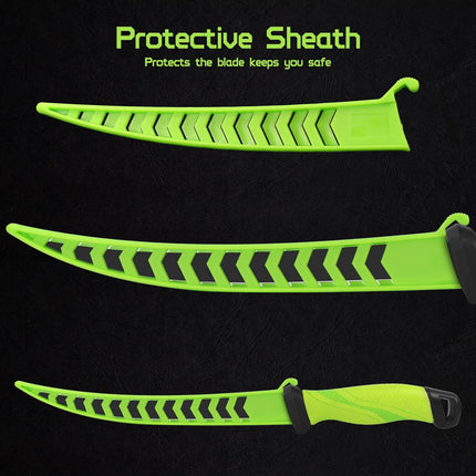 Meat and Fish Fillet Knife - Curved Steel Blades with Sheath - view 2