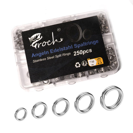 CROCH Split Ring Stainless Steel Flattened Fishing Lure Rings Heavy Duty Tackle Hook Line Connector Saltwater