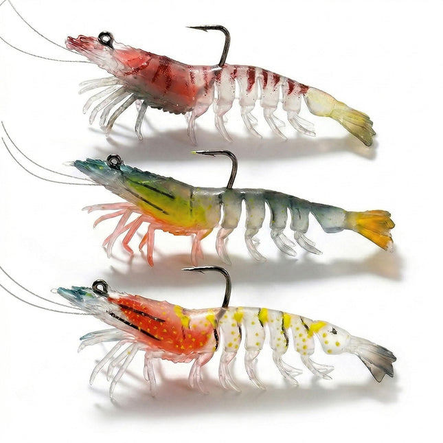 CROCH Soft Fishing Lures with Hooks, Balanced Action, Tear-Resistant TPE, Pre-Rigged Shrimp & Crayfish Lures for Bass, Trout, Walleye, Crappie, Freshwater Saltwater Pro Fishing Baits(A2, 10g)