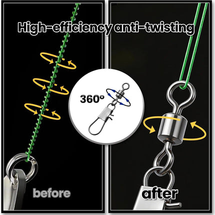 CROCH Fishing Swivel Snaps - Barrel Swivels with Safety Snap in 13 Sizes - view 3