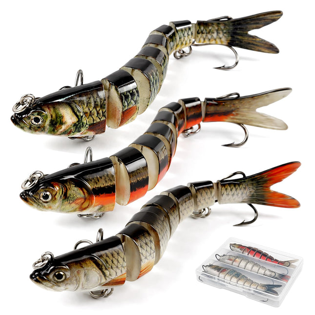 CROCH Jointed Swimbait, 8-Segment Lifelike Fishing Lure, Reinforced Treble Hooks, Natural Wiggling Swimming Action for Bass, Trout, Walleye, Crappie, Freshwater & Saltwater
