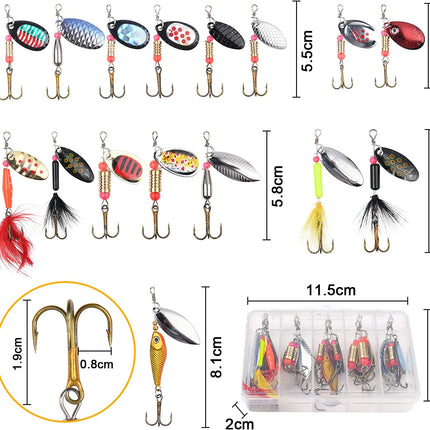 CROCH Fishing Lure Kit 16pc - Spinners Jigs Feathers and Sequin Baits in Storage Case - view 2