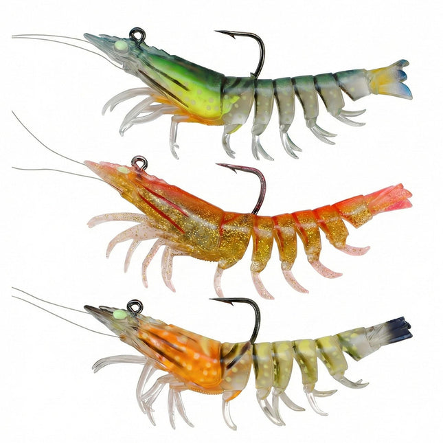 CROCH Soft Fishing Lures with Hooks, Balanced Action, Tear-Resistant TPE, Pre-Rigged Shrimp & Crayfish Lures for Bass, Trout, Walleye, Crappie, Freshwater Saltwater Pro Fishing Baits(A1, 10g)