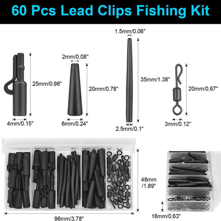 CROCH Lead Clip Kit 60pc - Safety Rig Components with Tail Rubbers and Swivels - view 2