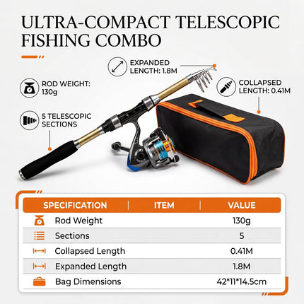 Telescopic Fishing Rod and Reel Combo - view 3