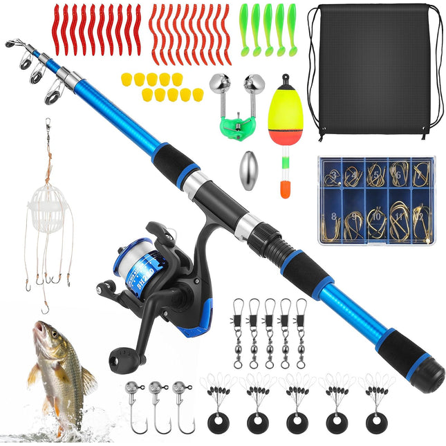 CROCH Kids Fishing Rod Set - 45cm to 176cm Telescopic Rod and Reel Starter Combo - view 1