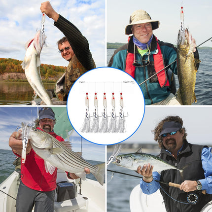 CROCH Luminous Mackerel Feathers 15pc - 3 Packs of Glow Bait Rigs for Pier and Boat - view 5