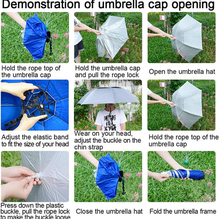 CROCH Folding Umbrella Hat - Adjustable Sun and Rain Cap for Fishing and Outdoors - view 3