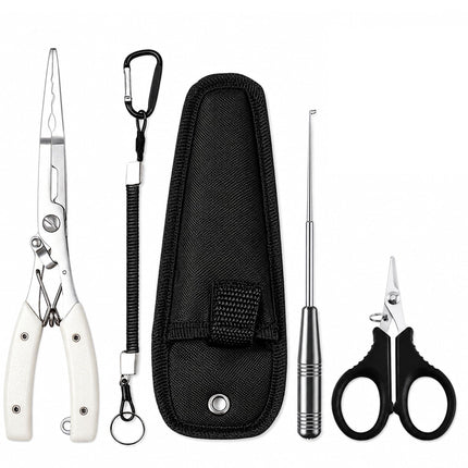 CROCH Croch Fishing Pliers Set with Luminous Handle, Fish Hook Remover and Braid Line Scissors, Saltwater Resistant Stainless Steel Fishing Tools Kit with Lanyard and Storage Pouch for Anglers