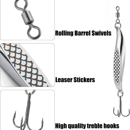CROCH Metal Casting Jigs 5pc - Wedge Profile Spoon Lures for Tailor Salmon and Kingfish - view 4