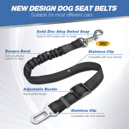 Seat Belt for Dogs with Elastic Bungee Buffer Nylon Retractable Pet Safety  Seat Belts Adjustable Dog Seatbelt Leash for Vehicle – CROCH