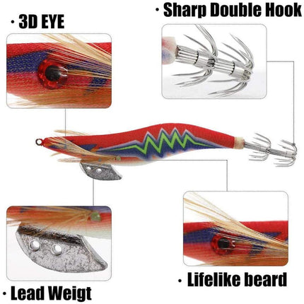 Rattle Squid Jigs Shrimp Fishing Bait 10pcs - CROCH AU