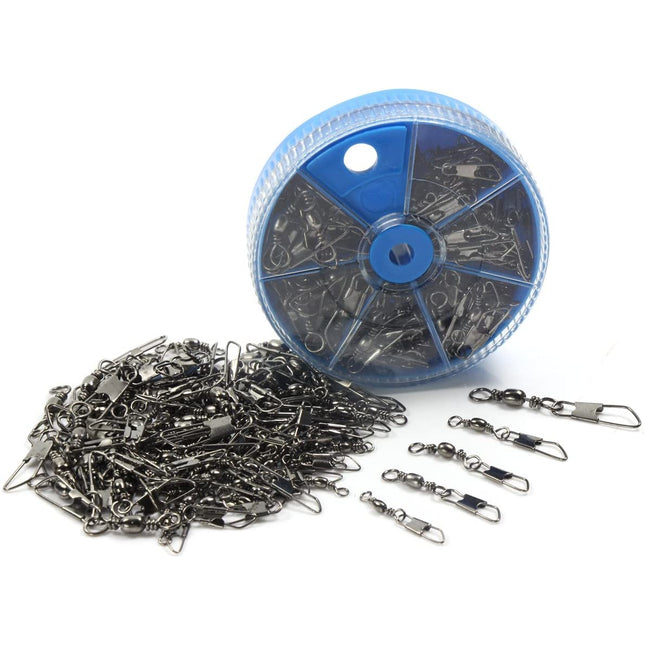 100 pcs Barrel Swivel with Safety Snap Connector #14, 12, 10, 8, 6 - CROCH fishing tackle Australia
