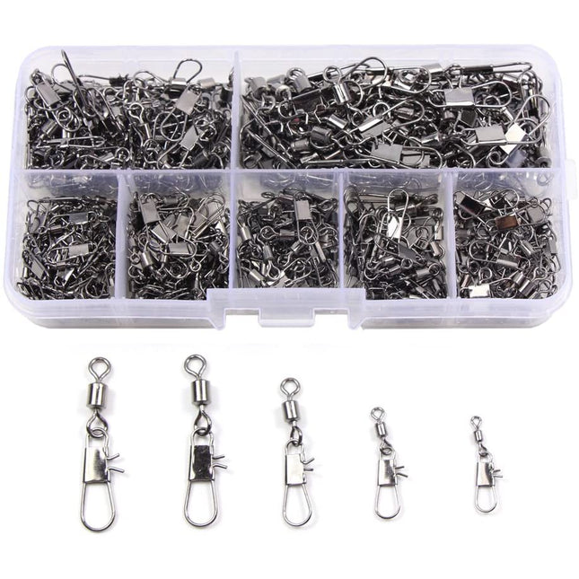 300pcs Barrel Swivel with Safety Snap Connector #14, 12, 10, 8, 6 - CROCH fishing tackle Australia