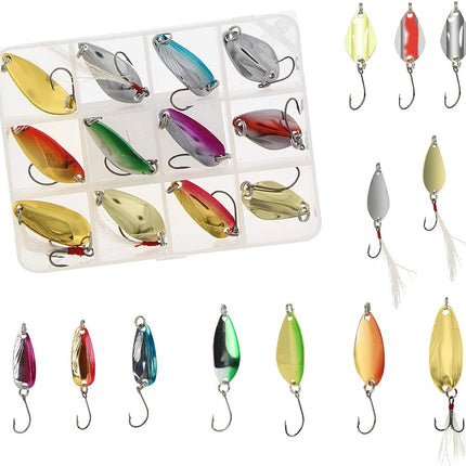 12 pcs Fishing Lure Set Metal Baits with Tackle Box