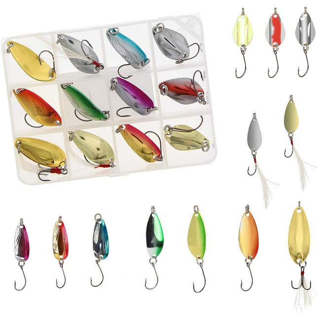 12 pcs Fishing Lure Set Metal Baits with Tackle Box - CROCH fishing tackle Australia
