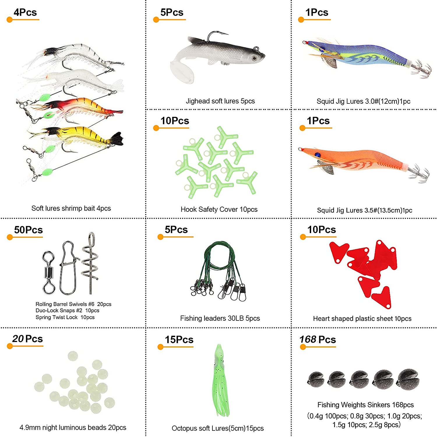  Soft Fishing Lures, 100PCS/50PCS Soft Plastic Baits Kit
