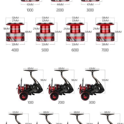 GK1000-6000 All Metal Spinning Fishing Reel