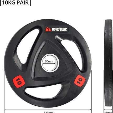 Meteor Tri-Grip Rubber Olympic Weight Plate