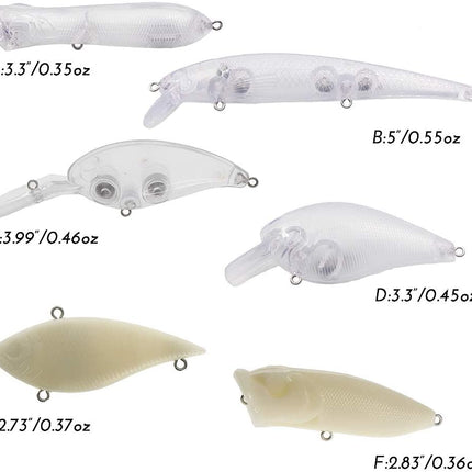 30 señuelos de pesca sin pintar Crankbaits en blanco con caja de aparejos