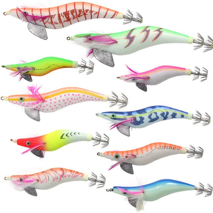 10 pcs Luminous Squid Jig Shrimp Lures